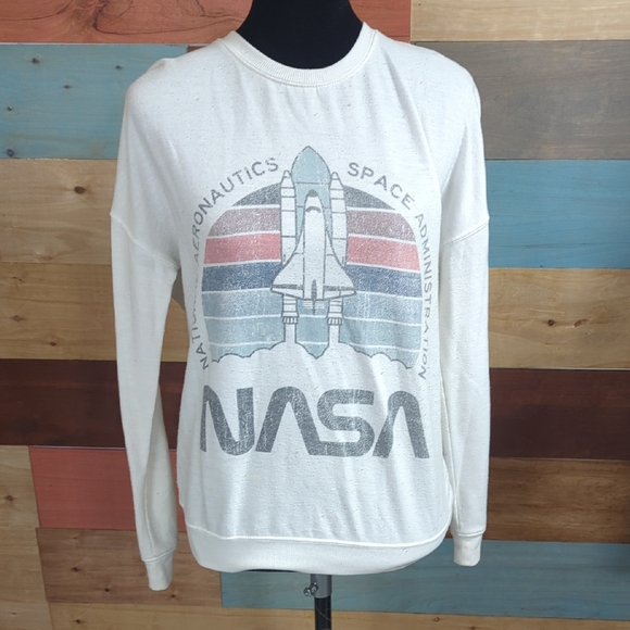 Zoe + Liv Tops - Zoe + Liv Cream NASA Graphic Sweatshirt
